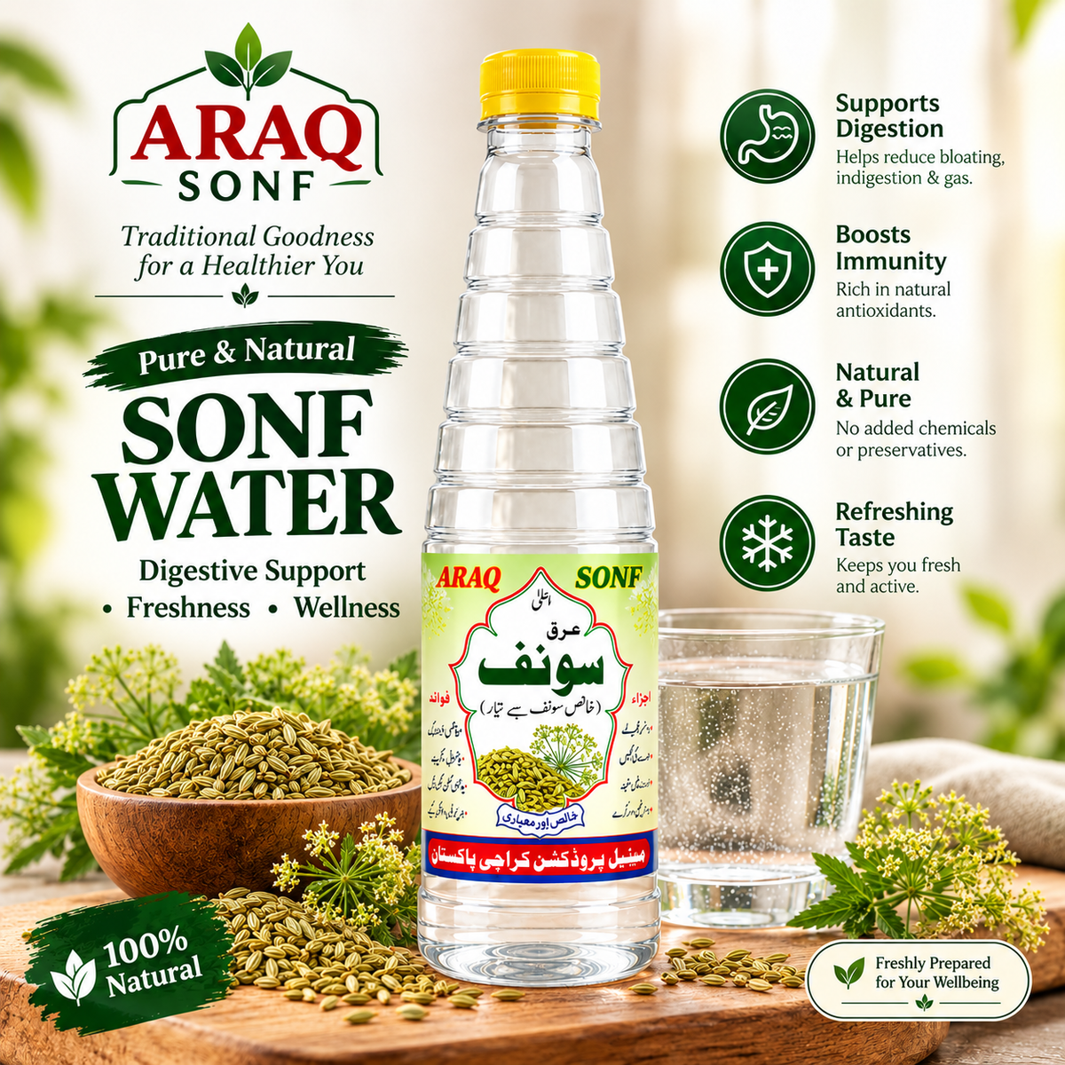 Aaraq Sonf – Natural Fennel Water for Digestive Comfort & Freshness