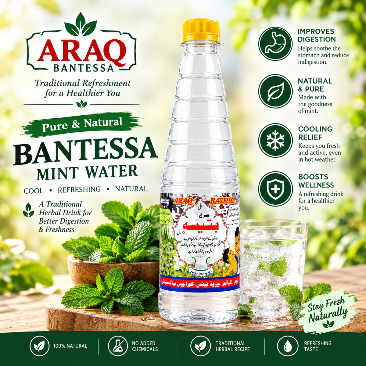 Aaraq Bantessa – Pure & Natural Mint Water for Freshness & Digestion