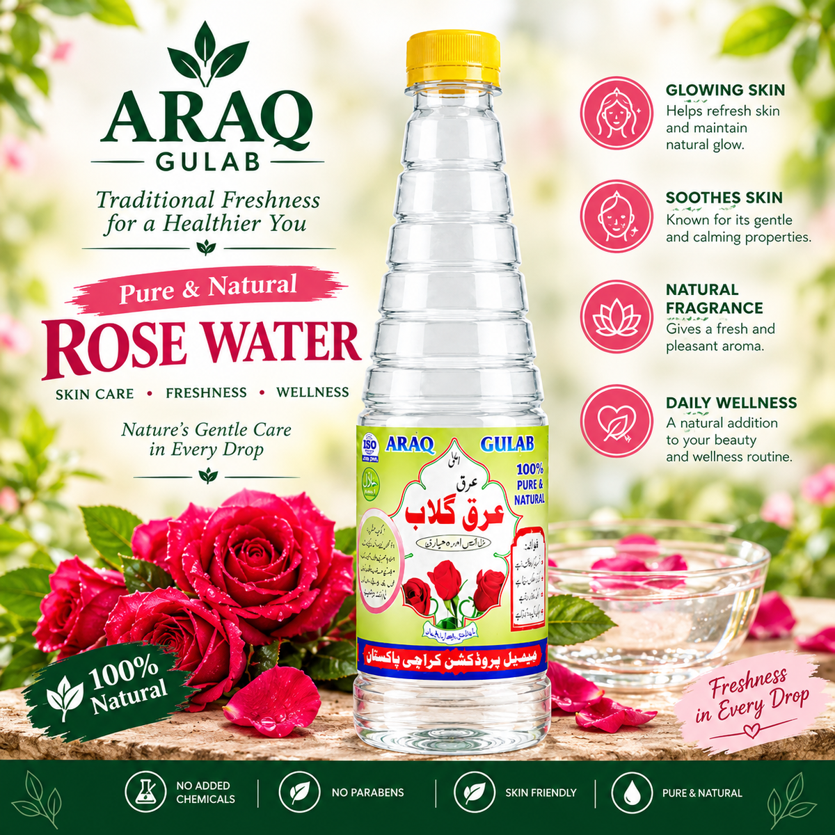 Aaraq Gulab – Pure & Natural Rose Water for Fresh, Glowing Skin